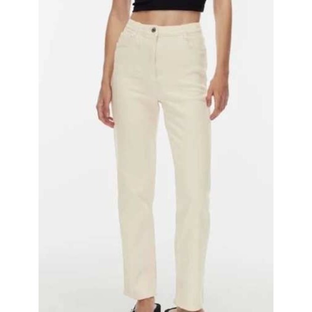 Wilfred The Melina Pant Women 4 Cream Vegan Leather High Rise Straight Leg 81518